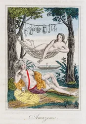 Amazonas, ilustração da história de viagens ao redor do mundo por J. Dufay, publicado pela Courvalet & Co., Paris, 1826 (gravura de cor) 1826 (gravura de cor)