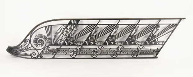 Uma balaustrada de escada Art Déco projetada por Delion, c.1920s-1930 (bronze, ferro forjado)