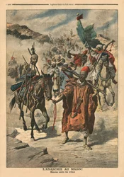 Anarquia no Marrocos, pilhagem entre tribos, ilustração do &39;Le Petit Journal&39;, suplemento ilustrativo, 24 de novembro de 1907