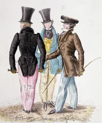 Anglomaníacos, homens de fato - litho