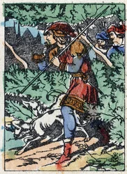Ilustração anônima de "La belle au bois dormant", conto de Charles Perrault (1628-1703), escritor francês. Gravura em madeira de "Imaging Pellerin" - Epinal, sd. Final do século XIX.
