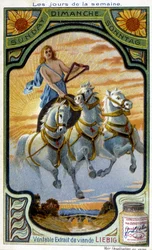 O tanque Apollo. Ilustração do domingo para o anúncio do "O verdadeiro extrato de carne de Liebig" (século XIX).