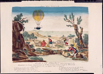 Aparecimento do Balão de Ar Quente de Jean Pierre Blanchard (1753-1809) entre Calais e Boulogne, 1785