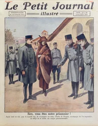 Prisão na Gyoer de Carlos IV e na Rainha Zita após sua segunda tentativa frustrada de recuperar o trono da Hungria em 1921, capa do Le Petit Journal, 6 de novembro de 1921.