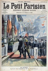 Chegada do Presidente da República Francesa Emile Loubet (1838-1929) à Rússia, em "Le petit Parisien".