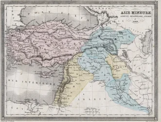 Ásia Menor, Armênia, Mesopotâmia, Assíria e Síria na Antiguidade - Placa extraída do "Atlas Universal da Geografia Antiga e Moderna para o Uso de Escolas Residenciais" por Vuillemin - ca. 1845