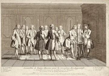 Assembleia de maçons para a recepção de aprendizes (gravura)