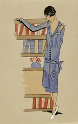"Em casa", de Costumes Parisien, pub.1925 (gravura em pochoir)