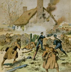 Ataque da polícia e tropas britânicas em uma fazenda ocupada pelo Sinn-Fein, capa do Le Petit Journal, 5 de dezembro de 1910