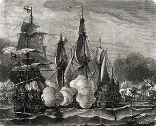 "Battle of Bantry Bay naval engagement fight on 11 May 1689, a week before the declaration of the Nine Years