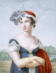 Bela dama vestida em estilo polonaise, gravada por L. Dibart