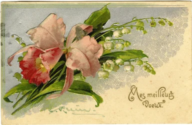 Os melhores votos de lírios do vale e flores.