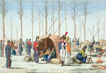 Bivouac das tropas russas na Champs Elysées, Paris, 31 de março de 1814
