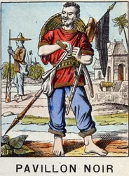 Pavilhão Negro durante a Guerra do Tonquim (1883) - Imagem de Épinal, final do século XIX