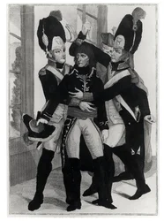 Bonaparte (1769-1821) Protegido por dois Granadeiros durante a Sessão em St.Cloud, 19 brumário a 8 (10 de novembro de 1799), c. 1800