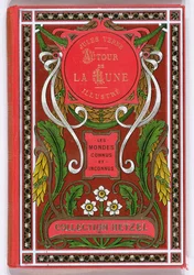 Capa de livro de Around the Moon, de Jules Verne (1828-1905), edições Hetzel, final do século XIX