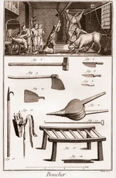 Boucher - Butchery - Butchery - "The Great Encyclopedie, ou Dictionnaire Raisonne des Sciences, des Arts et des Metiers" (Enciclopédia ou Dicionário das Ciências, Artes e Profissões) por Denis Diderot (1713-1784) e Jean d
