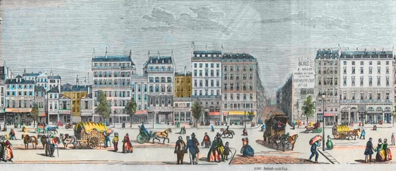 Boulevard Saint-Denis South side - Rue Saint Martin - Gravação em "Tableau-de-Paris" de Edmond Texier 1852
