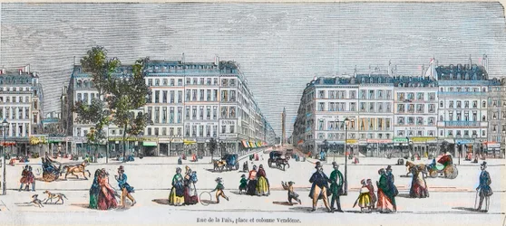 Boulevard des Capucines (South Coast) - Rue de la Paix, place et colonne Vendome - Gravura em "Tableau-de-Paris" de Edmond Texier 1852