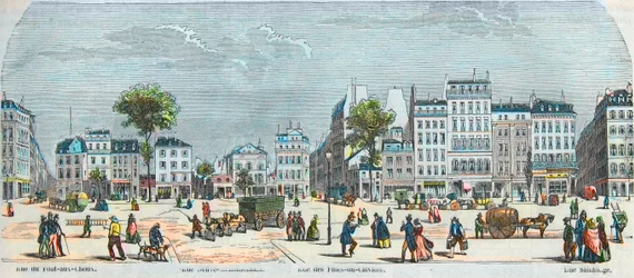 Boulevard des Filles du Calvaire e Boulevard du Temple - Rue Pont aux Choux - Rue des Filles-du-Calvaire - Rue Saintonge - Gravado em "Tableau-de-Paris" por Edmond Texier 1852