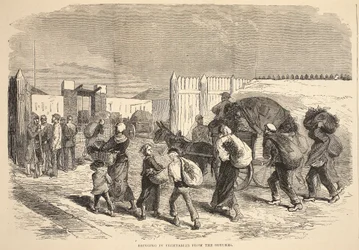 Trazendo vegetais dos subúrbios, ilustração da História de Cassells da Guerra entre a França e a Alemanha, 1870-1871