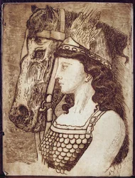 Brunnhilde, ilustração para "Die Walkure" de Richard Wagner (1813-83) (gravura)