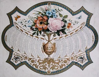 Calendário para 1839, gravado por Godefroy Engelmann (1788-1839) c.1838 (cor litho)