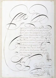Caligrafia: Carta de contas caligrafada por volta de 1678 por François de Bruyn. Biblioteca Histórica da Cidade de Paris