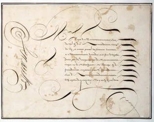 Caligrafia: Gráfico manuscrito de ronda financeira por volta da segunda metade do século XVII por Louis Senault