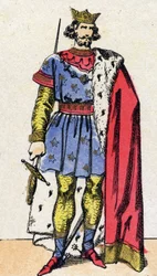 Dinastia Capetiana: Retrato de Luís VIII chamado o Leão (1187-1226), Rei dos Francos de 1223 a 1226. Imagem epinal do final do século XIX. Coleção particular.