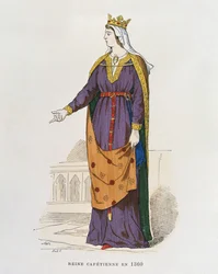 Rainha Capetiana em 1360, de trajes civis e militares dos franceses através dos séculos