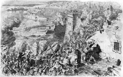 Captura de Lagny por Farnese em 1590, após uma antiga gravura. Em "Histoire Populaire de la France", sd. cerca de 1885. Gravura.