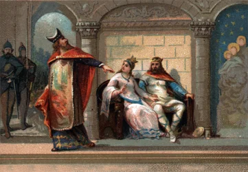 Caribert ou Cherebert, Rei de Paris (561 - 567). Cromolitografia do final do século XIX.
