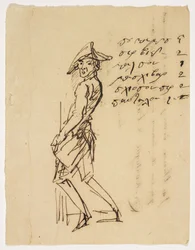 Caricatura de um jovem soldado, 1809 (caneta e tinta marrom sobre papel)