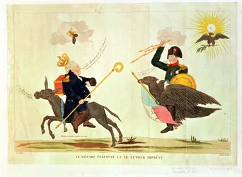 Caricatura dos &39;Cem Dias&39;, A Partida Apressada e o Retorno Inesperado, 1815