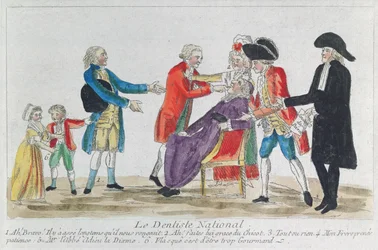 Caricatura da nacionalização dos bens da Igreja em França durante a Revolução Francesa, 1792