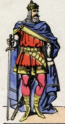 Dinastia Carolíngia: Retrato de Eudes ou Odon (v. 860-898) Rei dos Francos de 888 a 898. Imagem epinal do final do século XIX. Coleção particular.