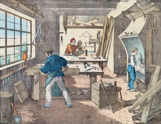 Oficina de carpinteiros, c.1860