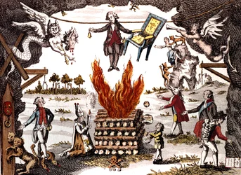 Desenho de Mirabeau, presidindo o Clube Jacobino, 1789