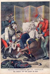 Caricatura da Tríplice Aliança da Alemanha, Áustria e Itália, de &39;Le petit Journal&39;, junho de 1896