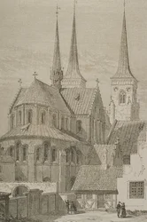 Catedral na década de 1850, Roskilde, Dinamarca, do Le Tour du Monde, publicado em Paris, na década de 1860