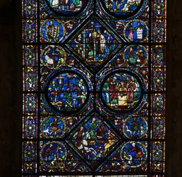 Catedral de Chartres, vitral: vida de Santo Eustáquio, detalhe baixo