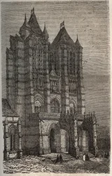Cathedrale Notre-Dame de Noyon in the Oise, Picardy - gravura em "Histoire de France" de Victor Duruy (1811-1894) - 1882