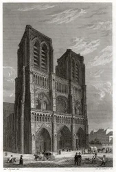 Cathedrale Notre Dame de Paris. (gravura, ca. 1850)