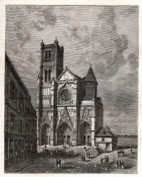Catedral Saint-Etienne de Meaux - Seine-et-Marne - gravura em "La France illustree: geographie, histoire, administration statistique" de V.A. Malt-Brown. 1884
