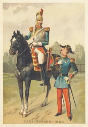 Centengudes em 1860 (Corpo de Cavalaria de Elite encarregado da guarda pessoal do Imperador Napoleão III, criado em 1854, dissolvido em 1870)