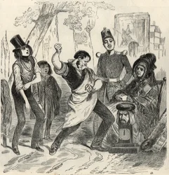 Champs-Elysees (Champs Elysees) - Dynamometer - Engraving in "Tableau-de-Paris" de Edmond Texier 1852
