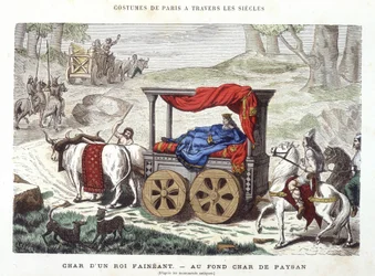 Char de um rei preguiçoso e carruagem de um camponês - em "Paris através dos séculos" 1881