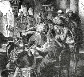 Carlos Magno com alunos e professores da Escola do Palácio em Aachen, c.1890