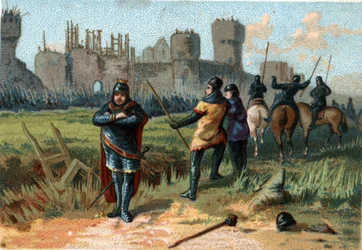 Carlos III 3 o Gros (839-888) Imperador do Oeste (881 - 887) e Regente da França (884 - 887) acampado sob as muralhas de Paris sem ousar combater os normandos, preferindo comprar a sua reforma a um preço de dinheiro.